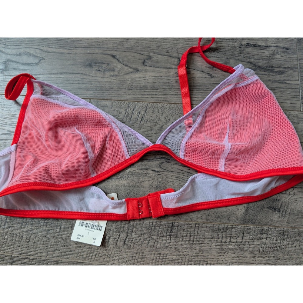 Anthropologie LyreBird Satin Mesh Triangle Bra & Panty Bikini Lingerie Set M/L - Picture 9 of 15